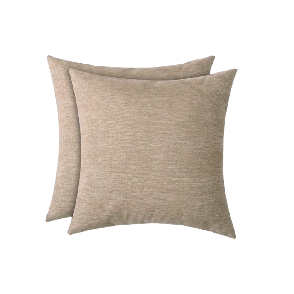 Throw pillow covers, 18 x 18 inches, square, set of 4, beige chenille, N…